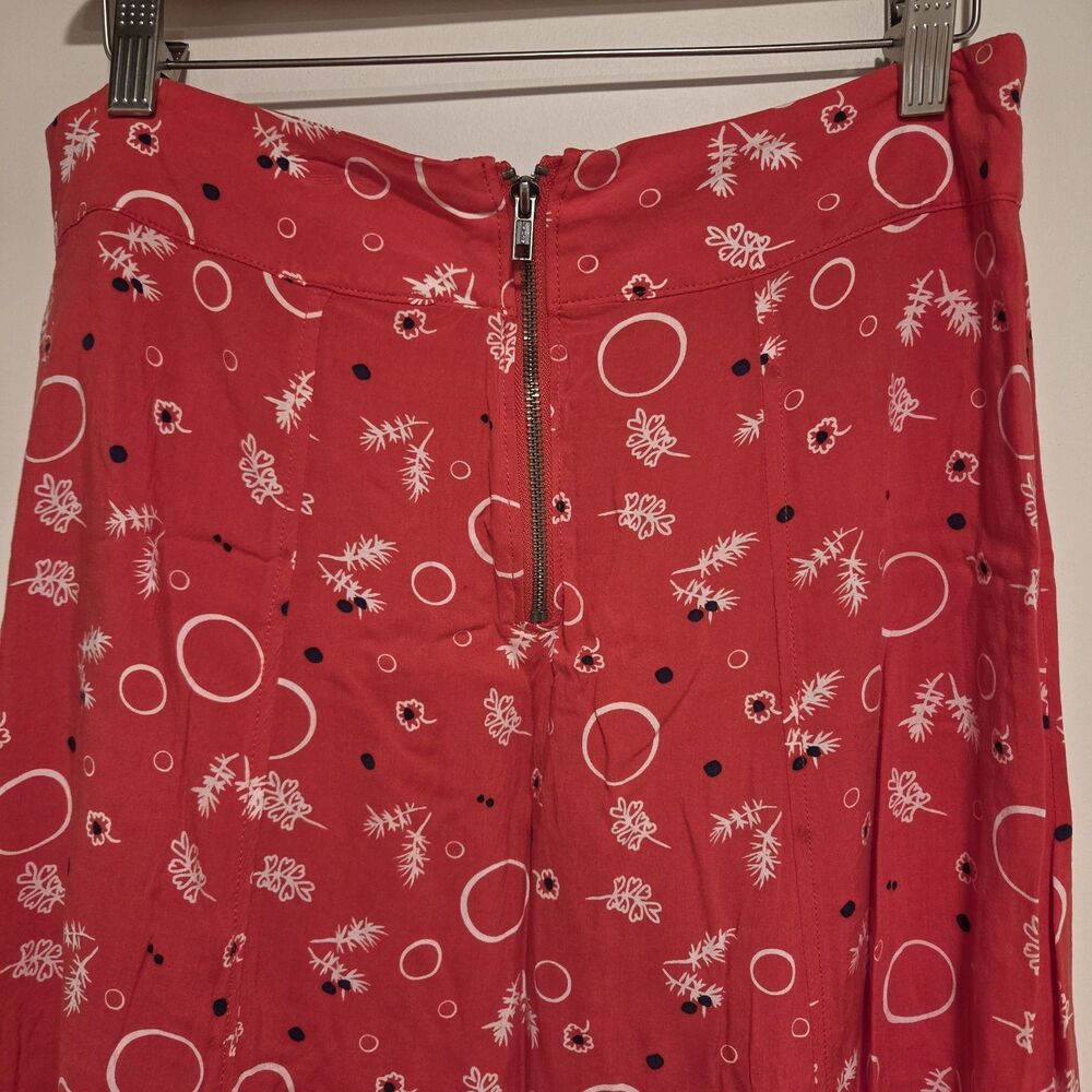 FREE PEOPLE Sz 12 Danni Jane Red Print Two Piece Crop Top & Midi Skirt Set Gypsy - Picture 12 of 13